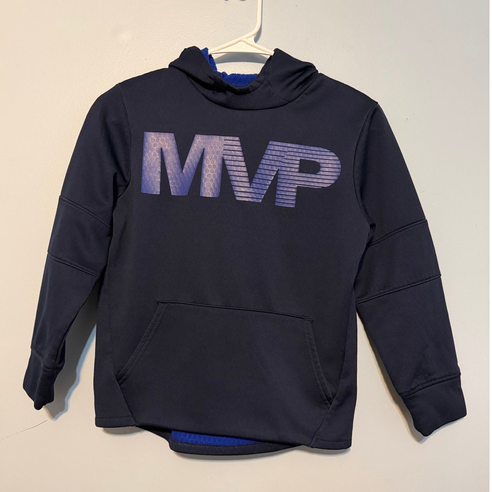 Boys M 7/8 MVP Graphic Hoodie Blue Fleece Lined Sweatshirt 1845